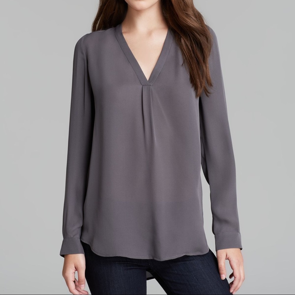 Joie Women's Gray Blouse Daryn Silk Shirt